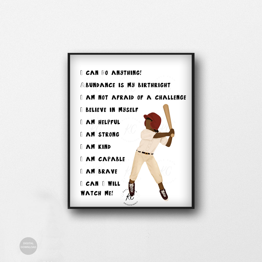 Baseball Affirmation Art Printable – Ms. Supa Saiyan Prints