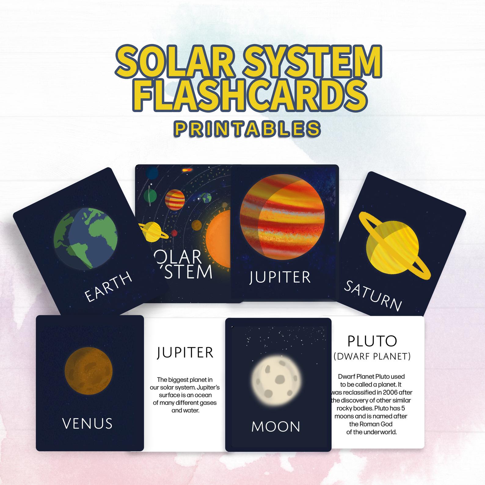 printable solar system flash cards